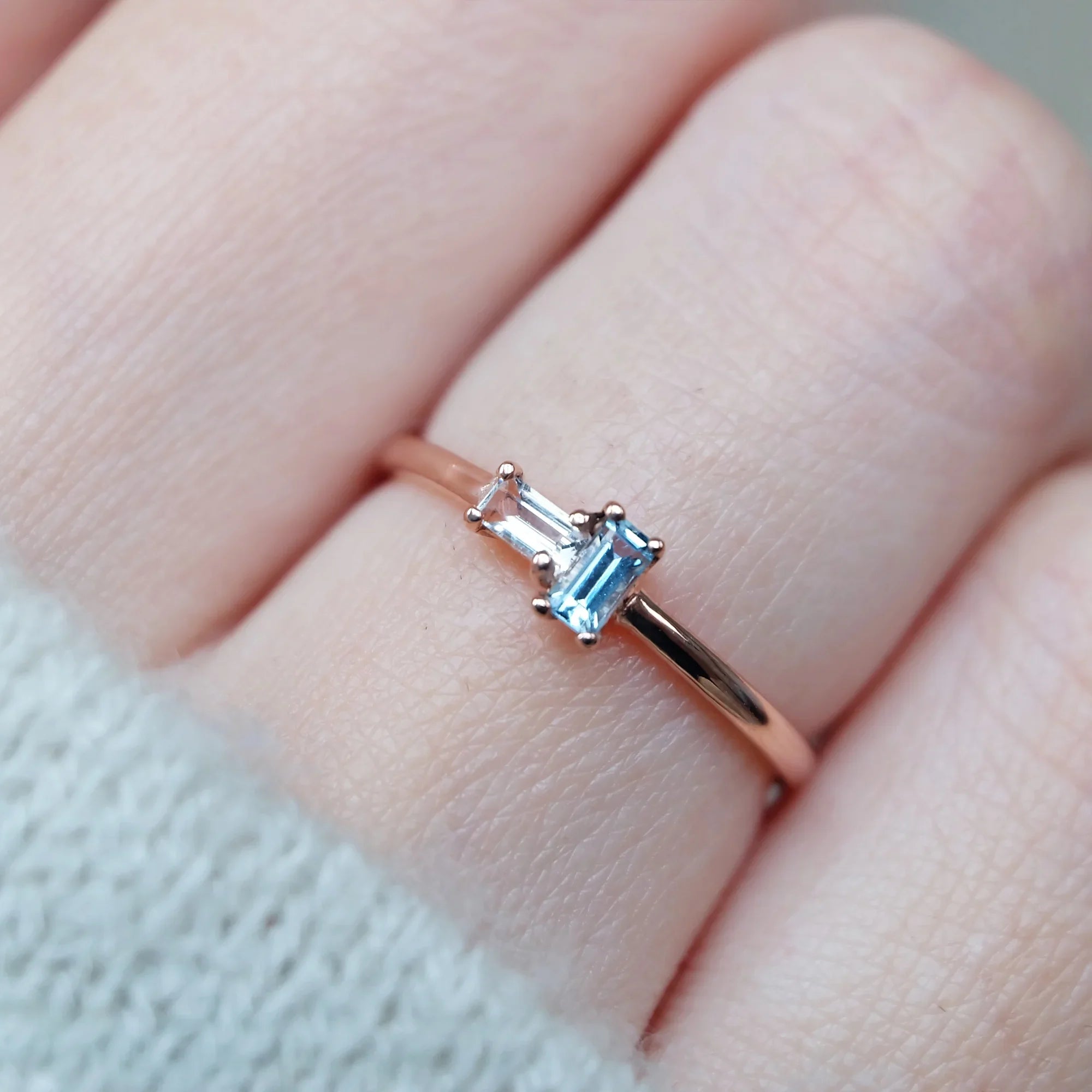 Aquamarine White Topaz Ring Asteria - SOVATS