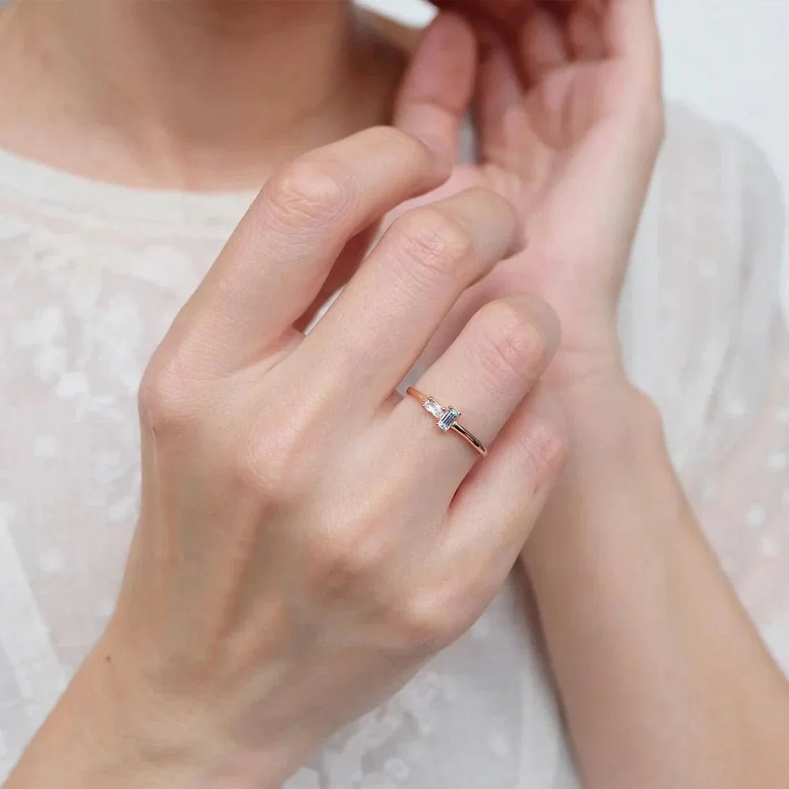 Aquamarine White Topaz Ring Asteria - SOVATS