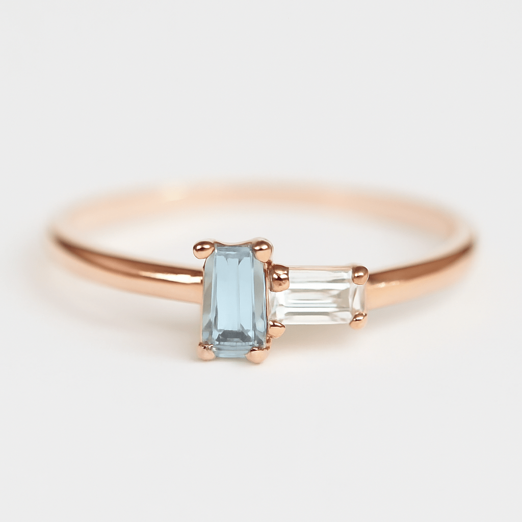 Aquamarine White Topaz Ring Asteria - SOVATS