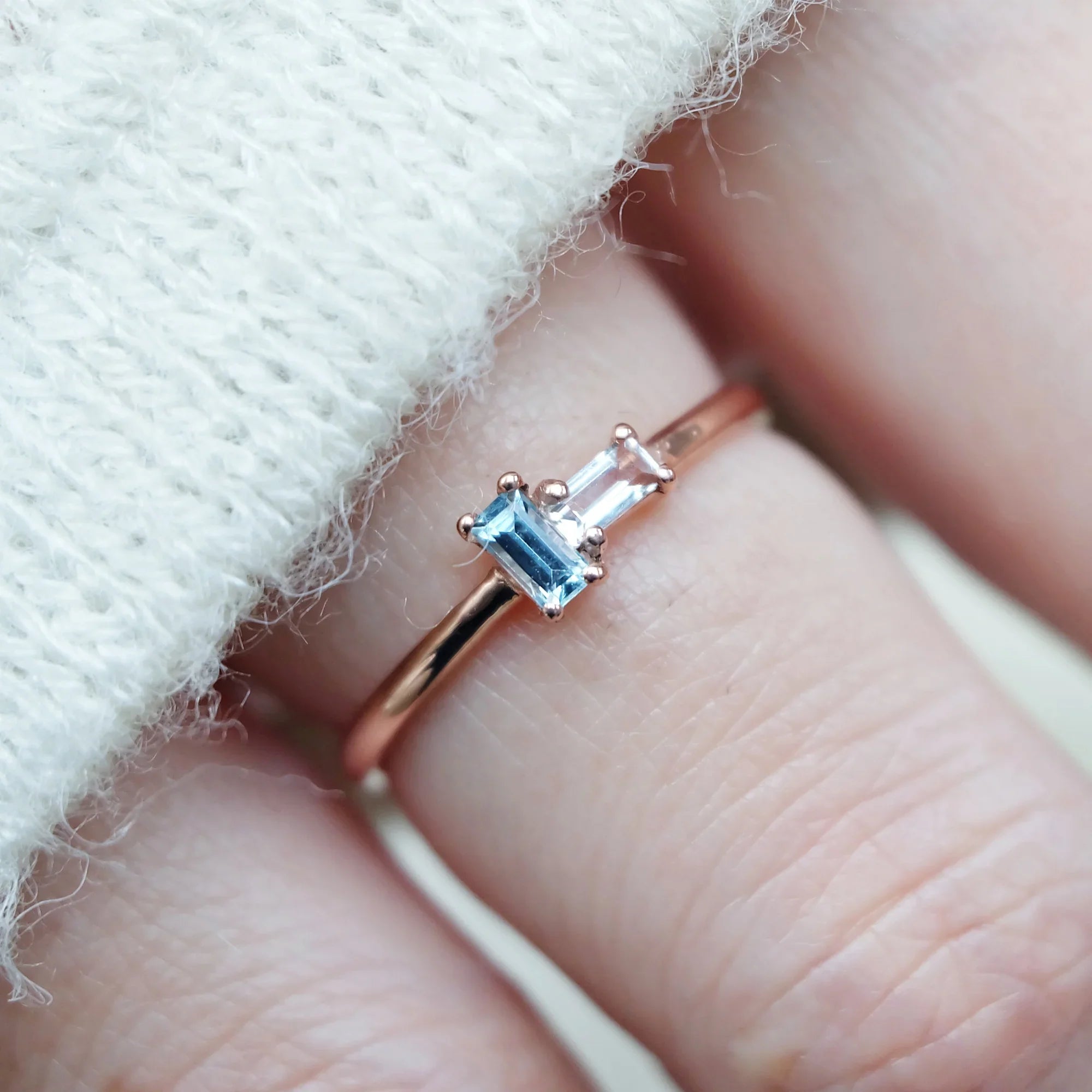 Aquamarine White Topaz Ring Asteria - SOVATS
