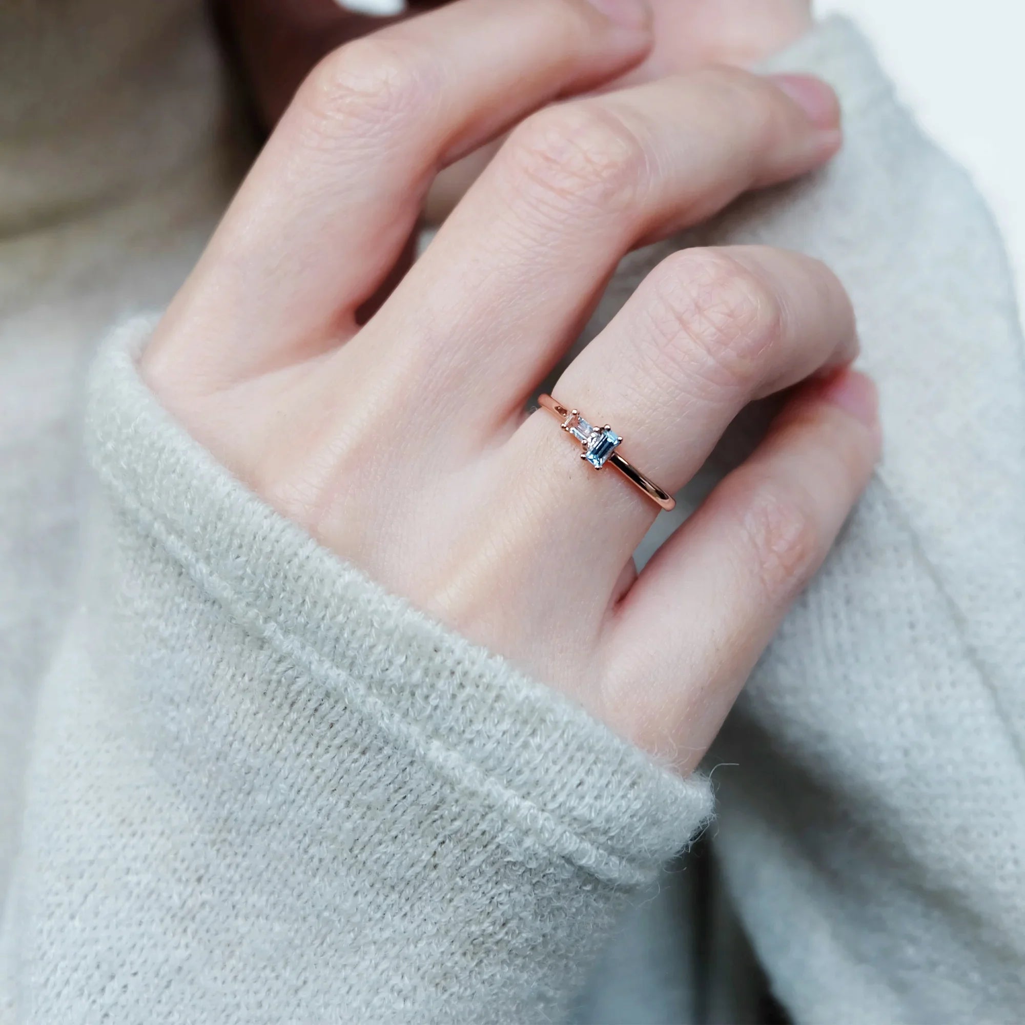 Aquamarine White Topaz Ring Asteria - SOVATS