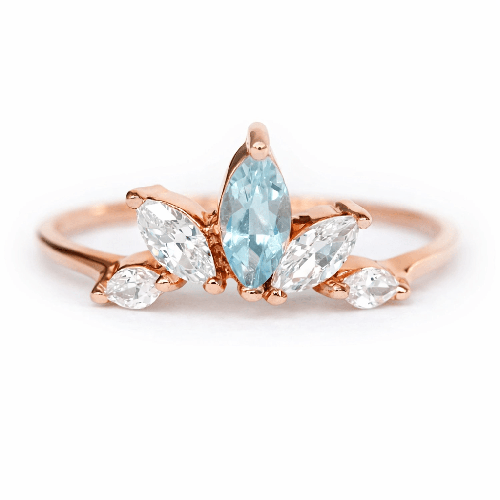 Aquamarine White Topaz Ring Enu - SOVATS