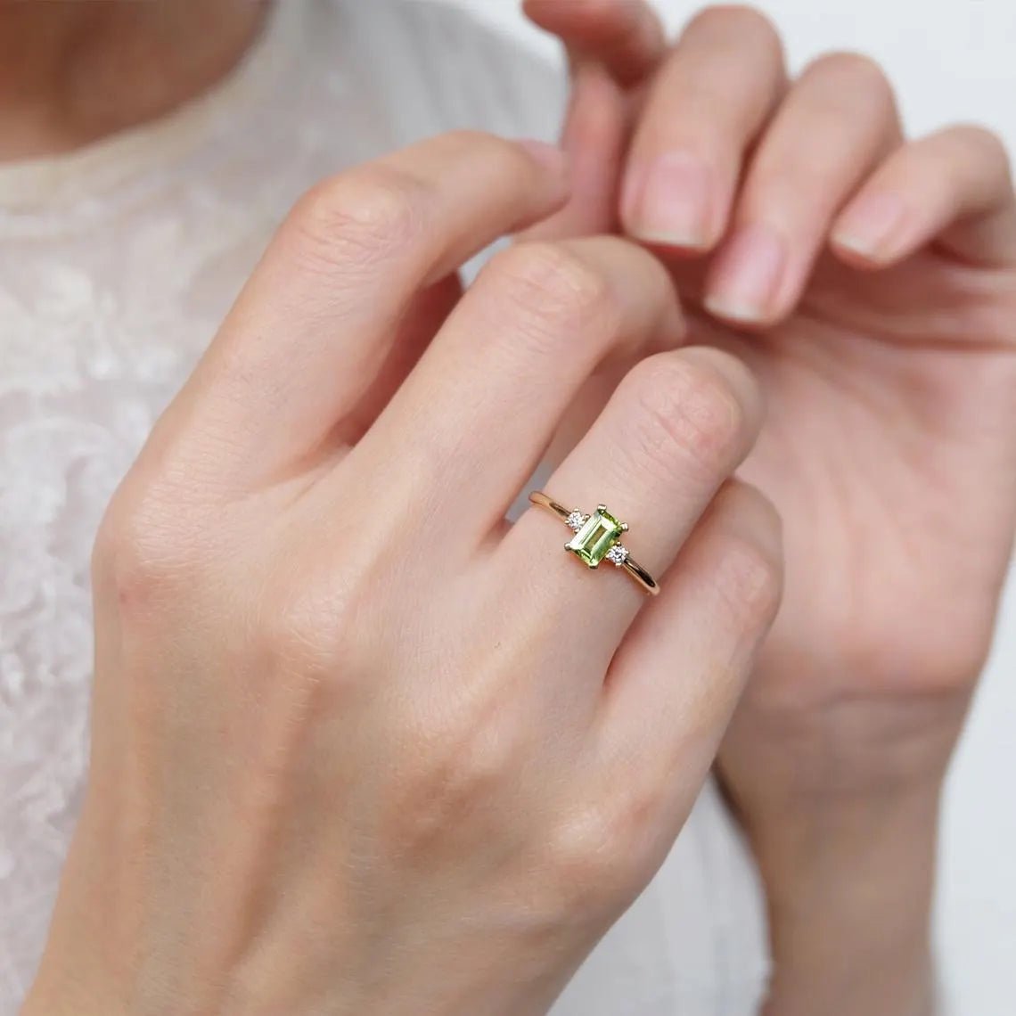 Baguette Peridot Diamond Ring Marita - SOVATS