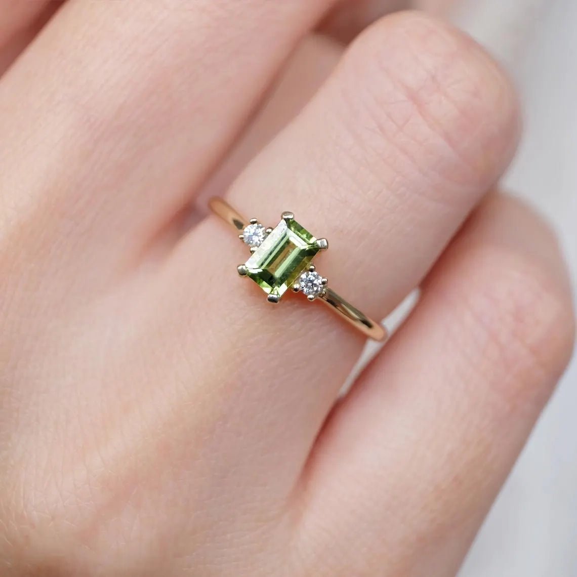 Baguette Peridot Diamond Ring Marita - SOVATS