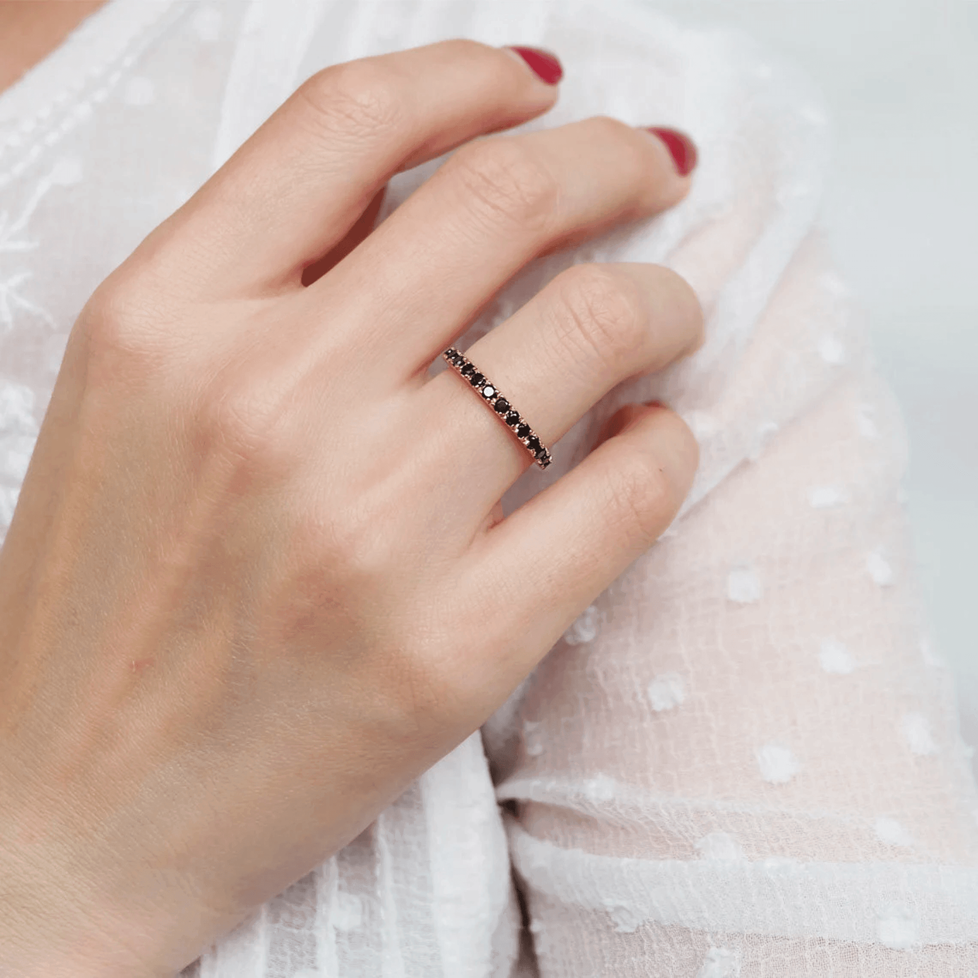 Black Diamond Half Eternity Ring Vilma - SOVATS