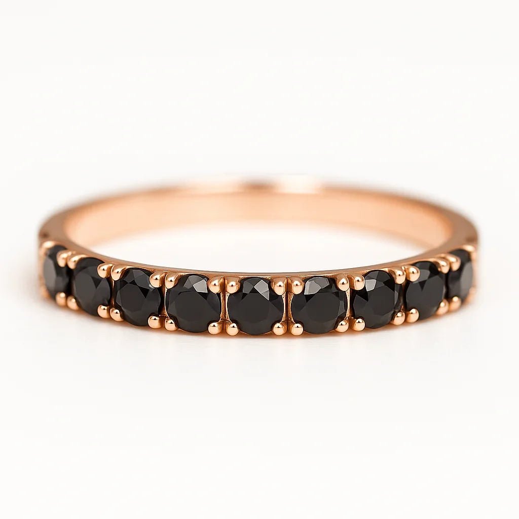 Black Diamond Half Eternity Ring Vilma - SOVATS