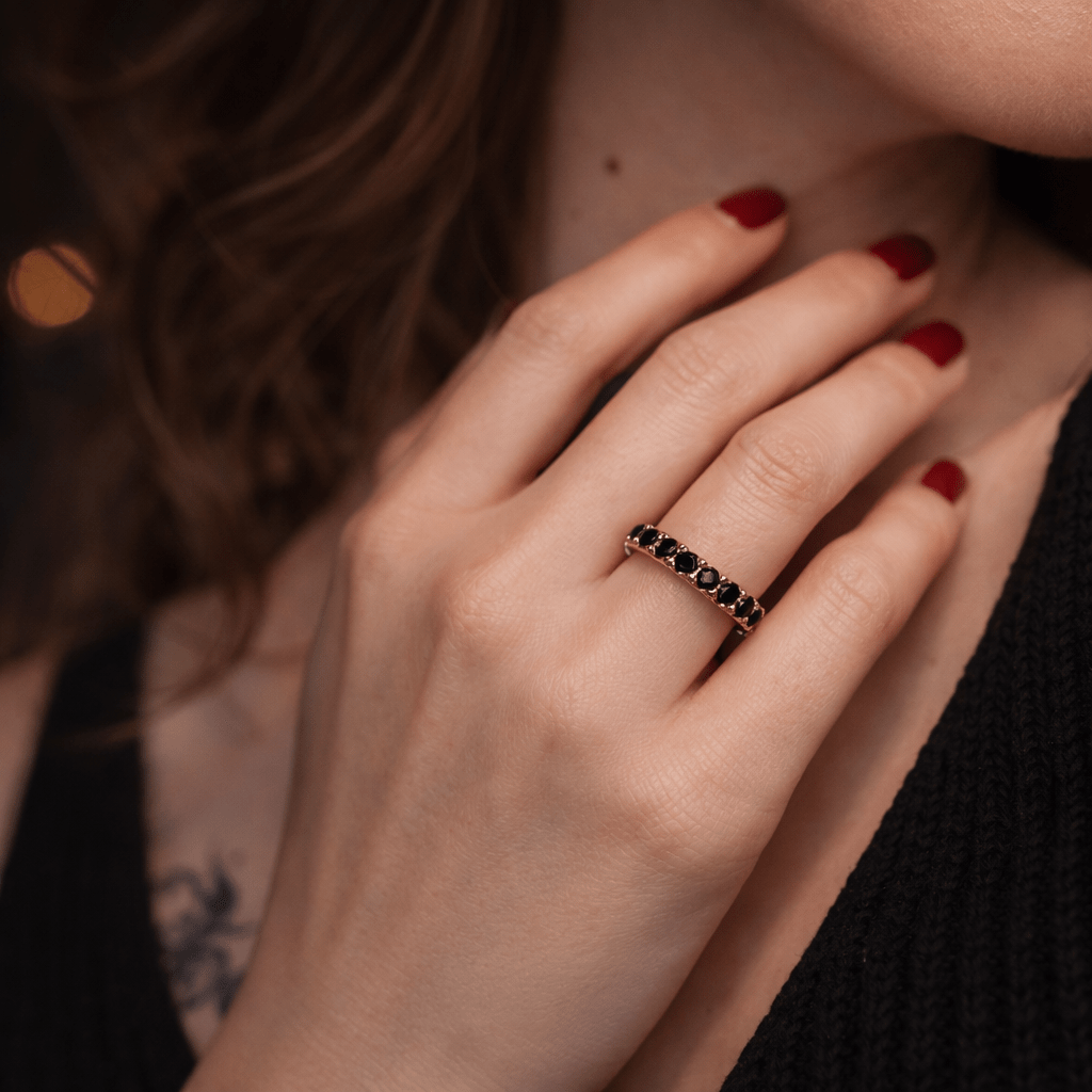 Black Diamond Half Eternity Ring Vilma - SOVATS