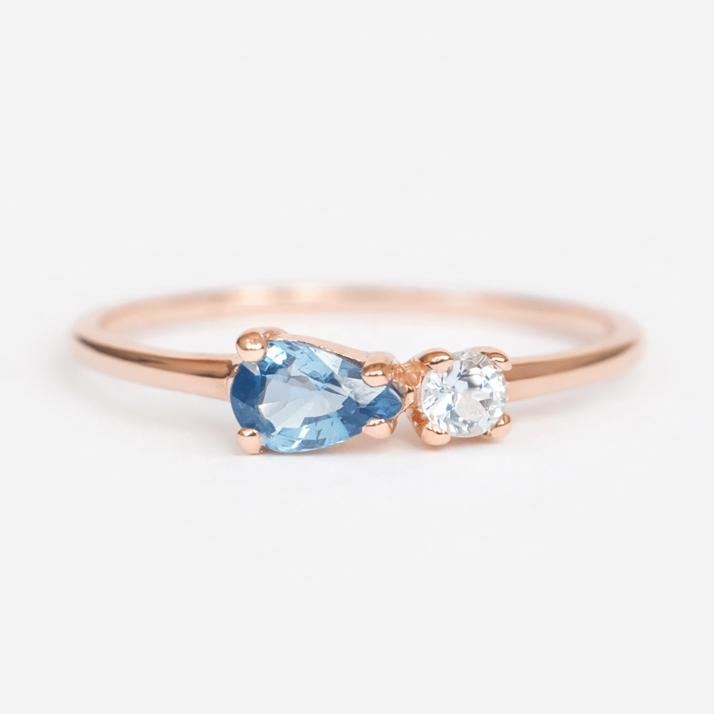 Blue Sapphire and Aquamarine Dual Ring - SOVATS