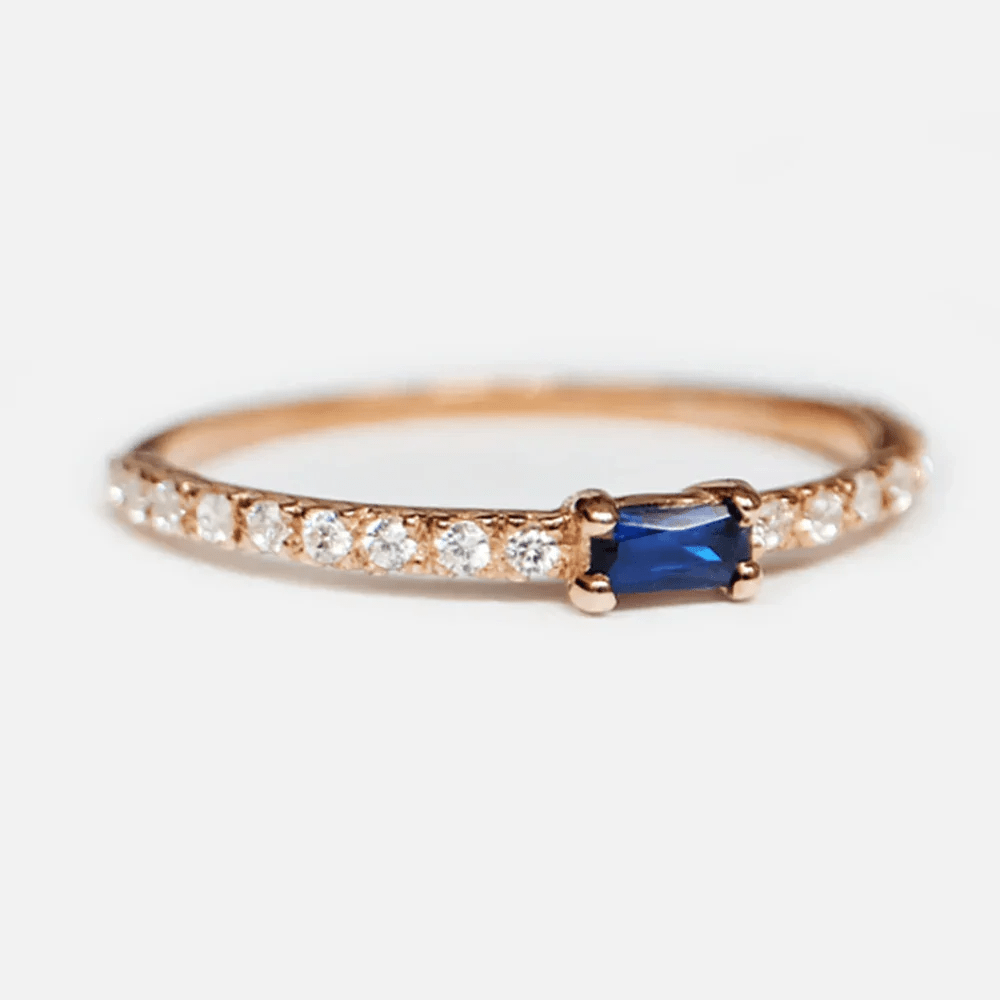 Blue Sapphire Baguette Ring Bacchetto - SOVATS