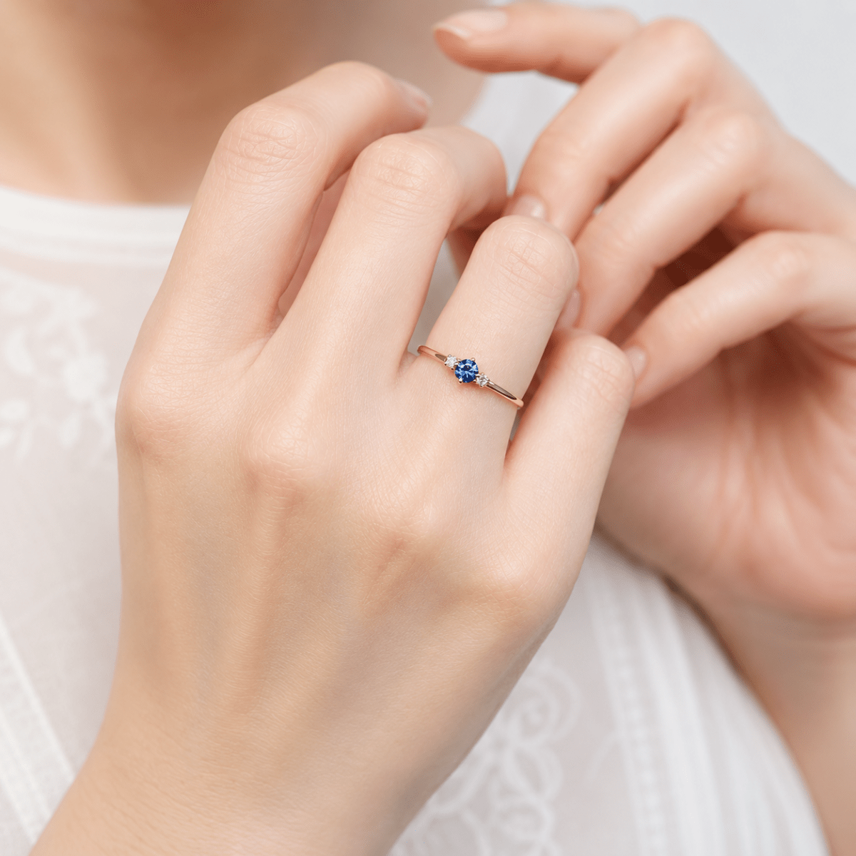 Blue Sapphire Diamond Gold Ring Toki - SOVATS