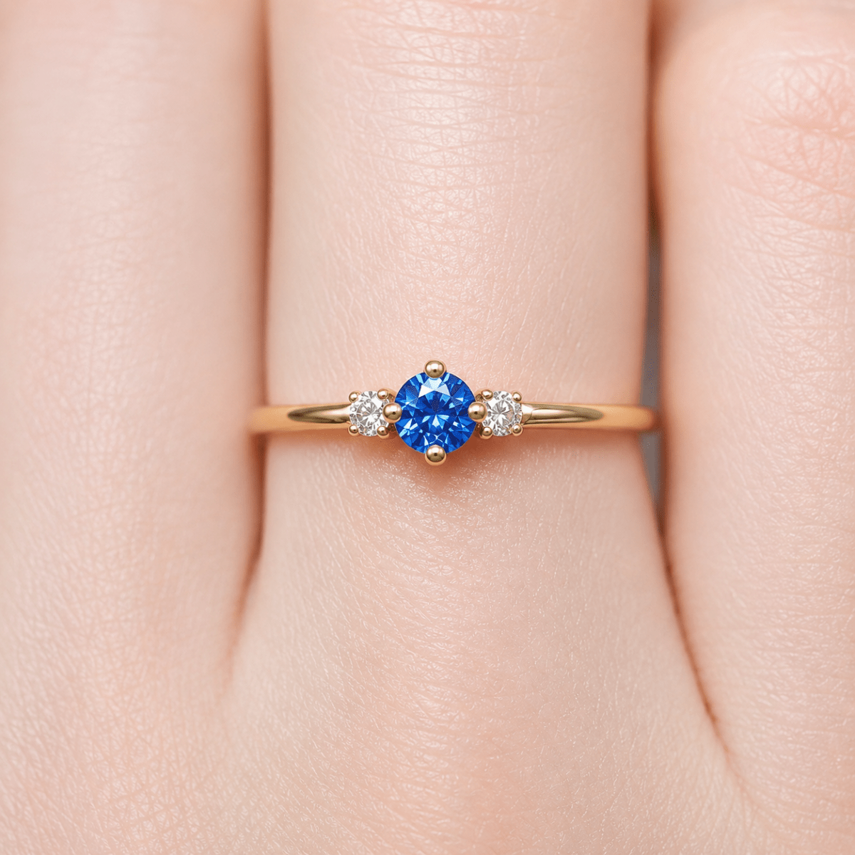 Blue Sapphire Diamond Gold Ring Toki - SOVATS