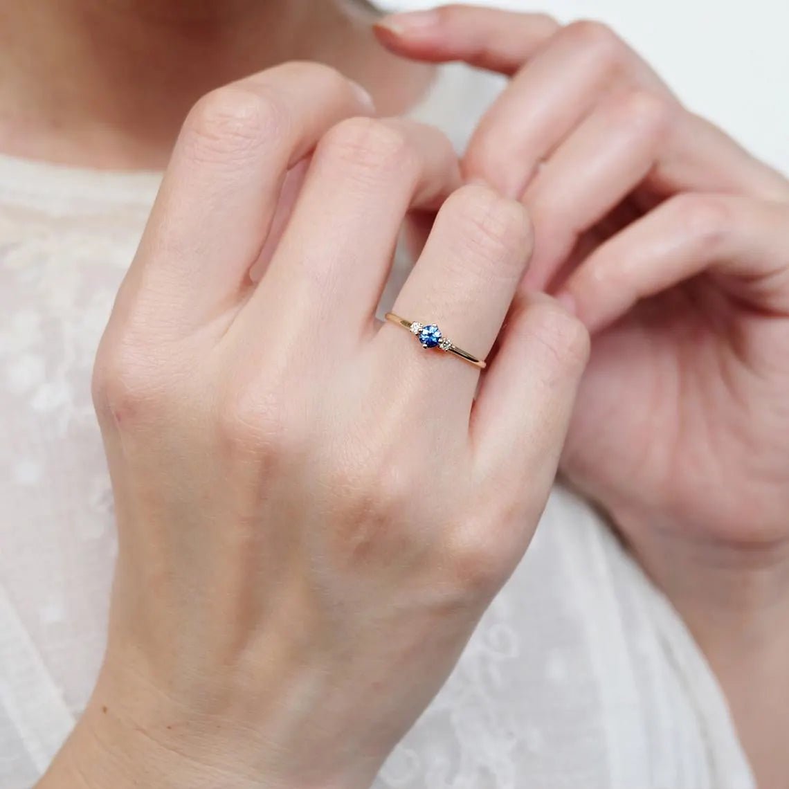Blue Sapphire Diamond Ring Toki - SOVATS