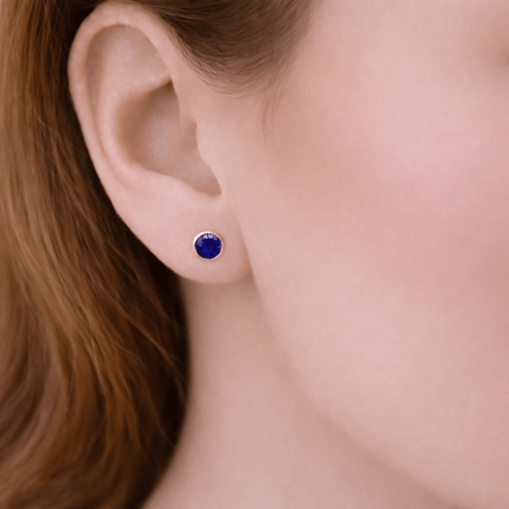 Blue Sapphire Gold Earrings Amayeta - SOVATS