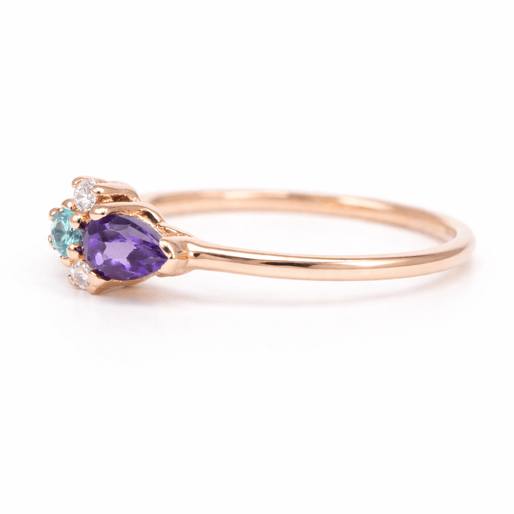 Blue Topaz Amethyst Diamond Golf Ring Eleanor - SOVATS