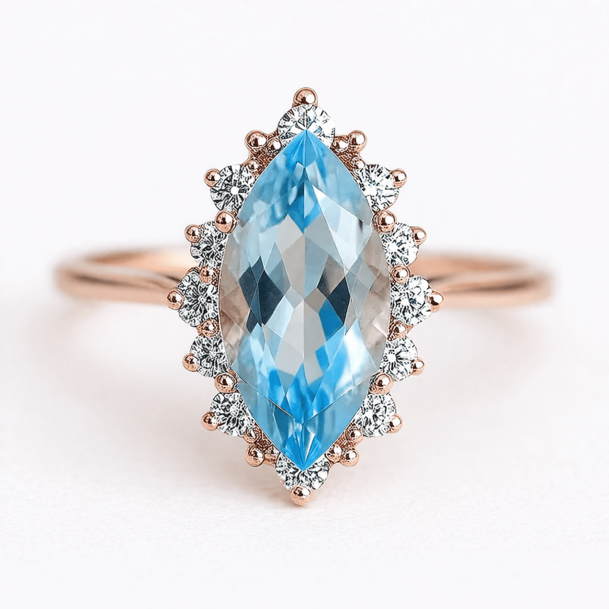 Blue Topaz Diamond Gold Ring Nafiri - SOVATS