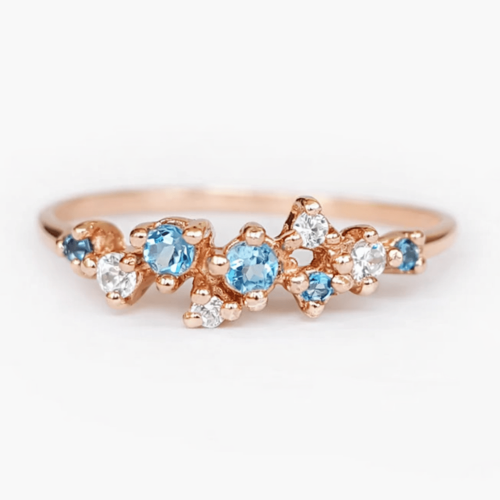 Blue Topaz Diamond Ring Sona - SOVATS