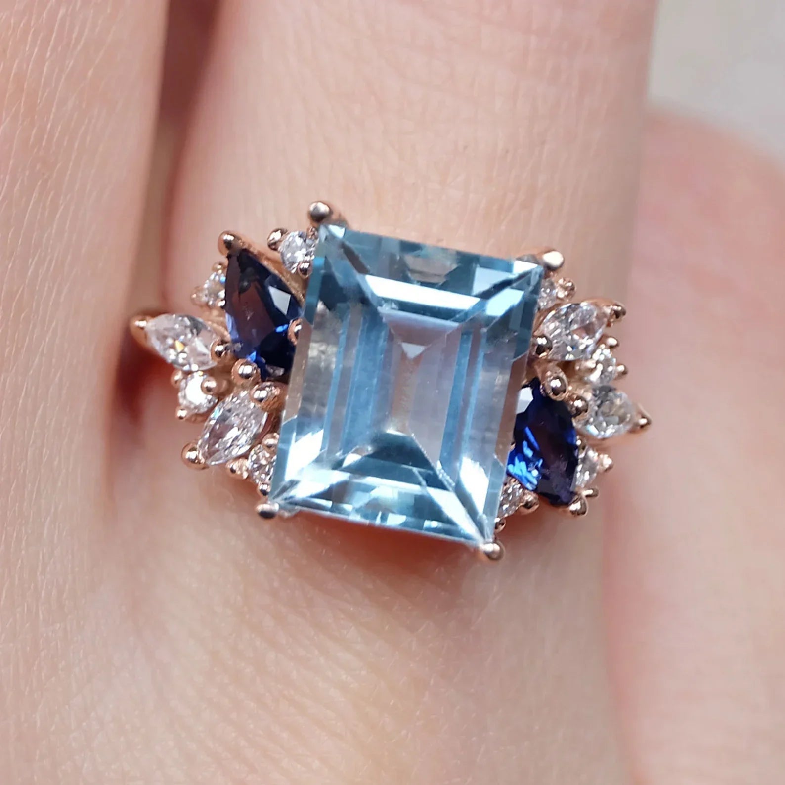 Blue Topaz Engagement Ring Caelia - SOVATS
