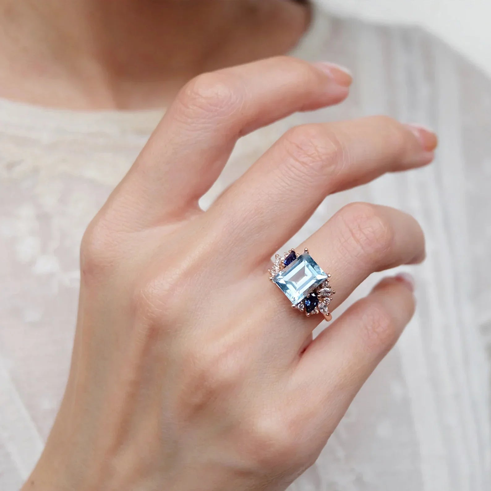 Blue Topaz Engagement Ring Caelia - SOVATS