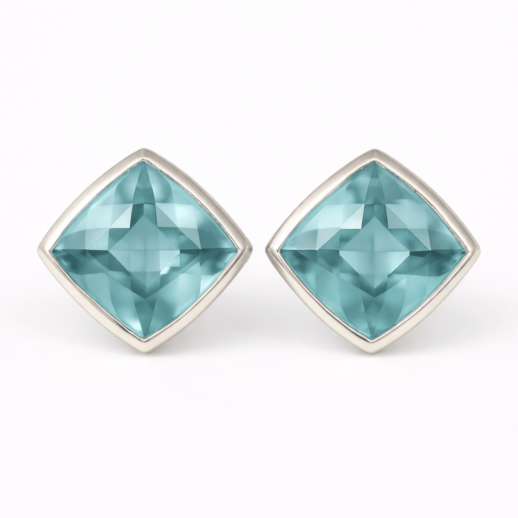 Blue Topaz Gold Earrings Nanda - SOVATS