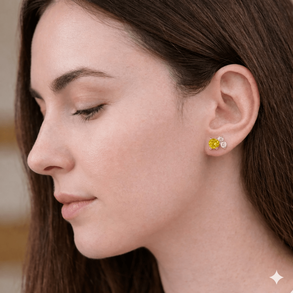 Citrine Diamond Gold Earrings Olivia - SOVATS