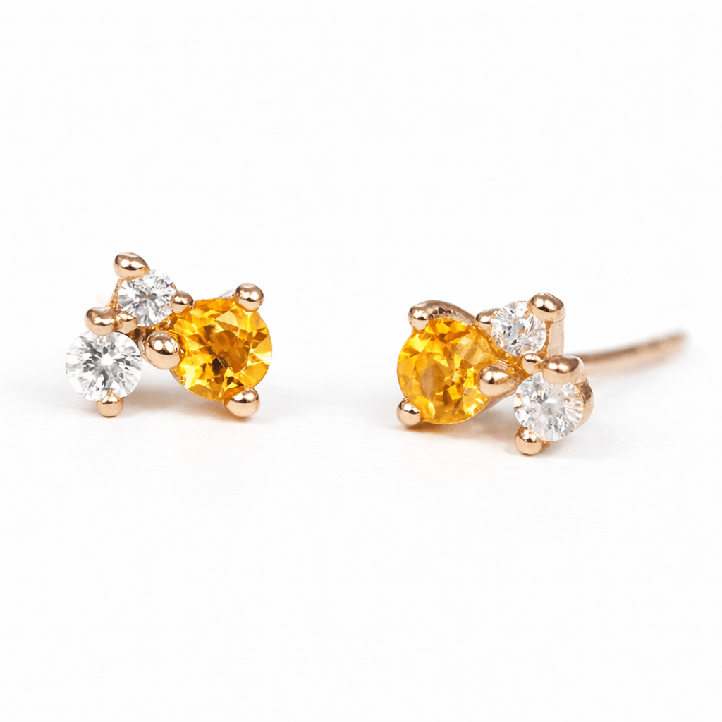 Citrine Diamond Gold Earrings Olivia - SOVATS