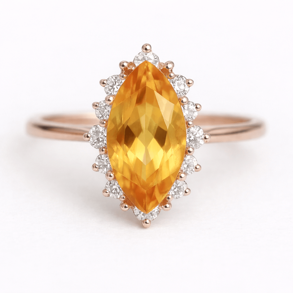 Citrine Diamond Gold Ring Nafiri - SOVATS