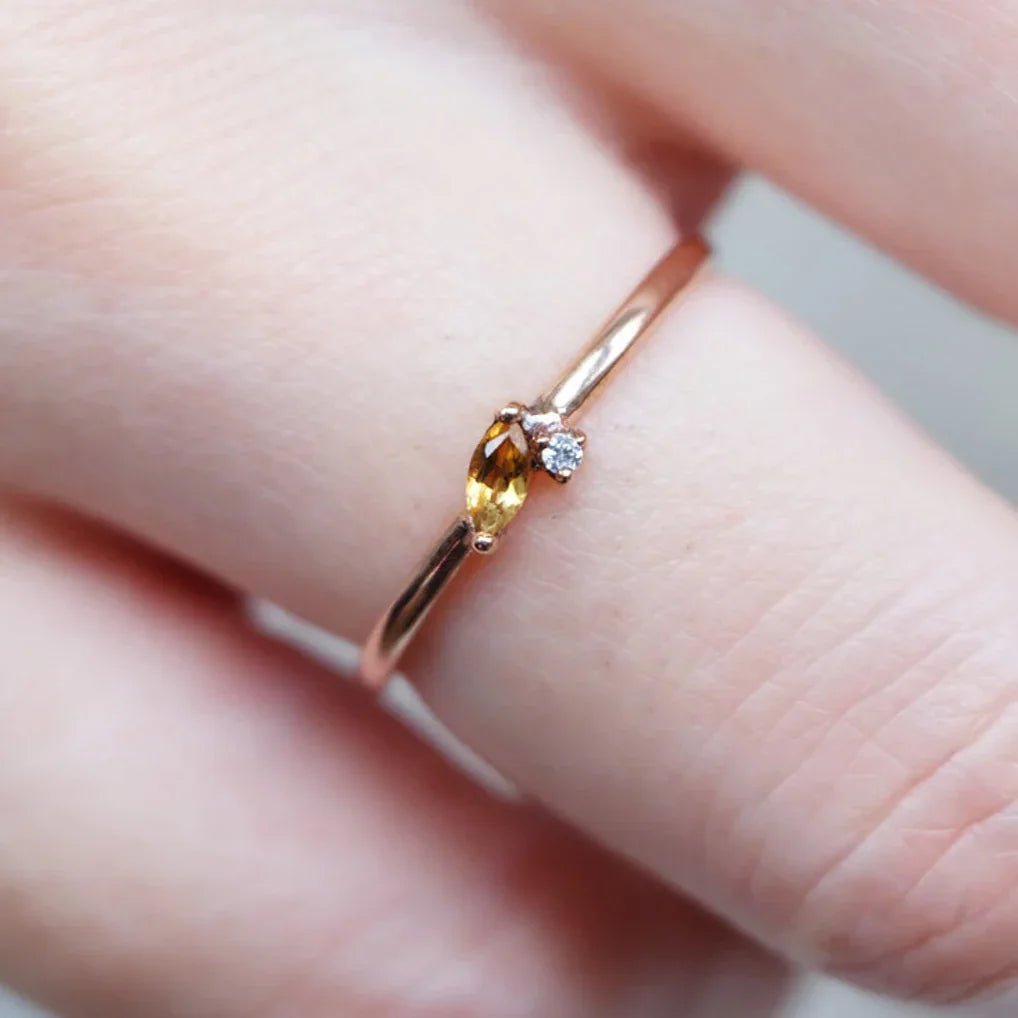 Citrine Diamond Ring Anat - SOVATS