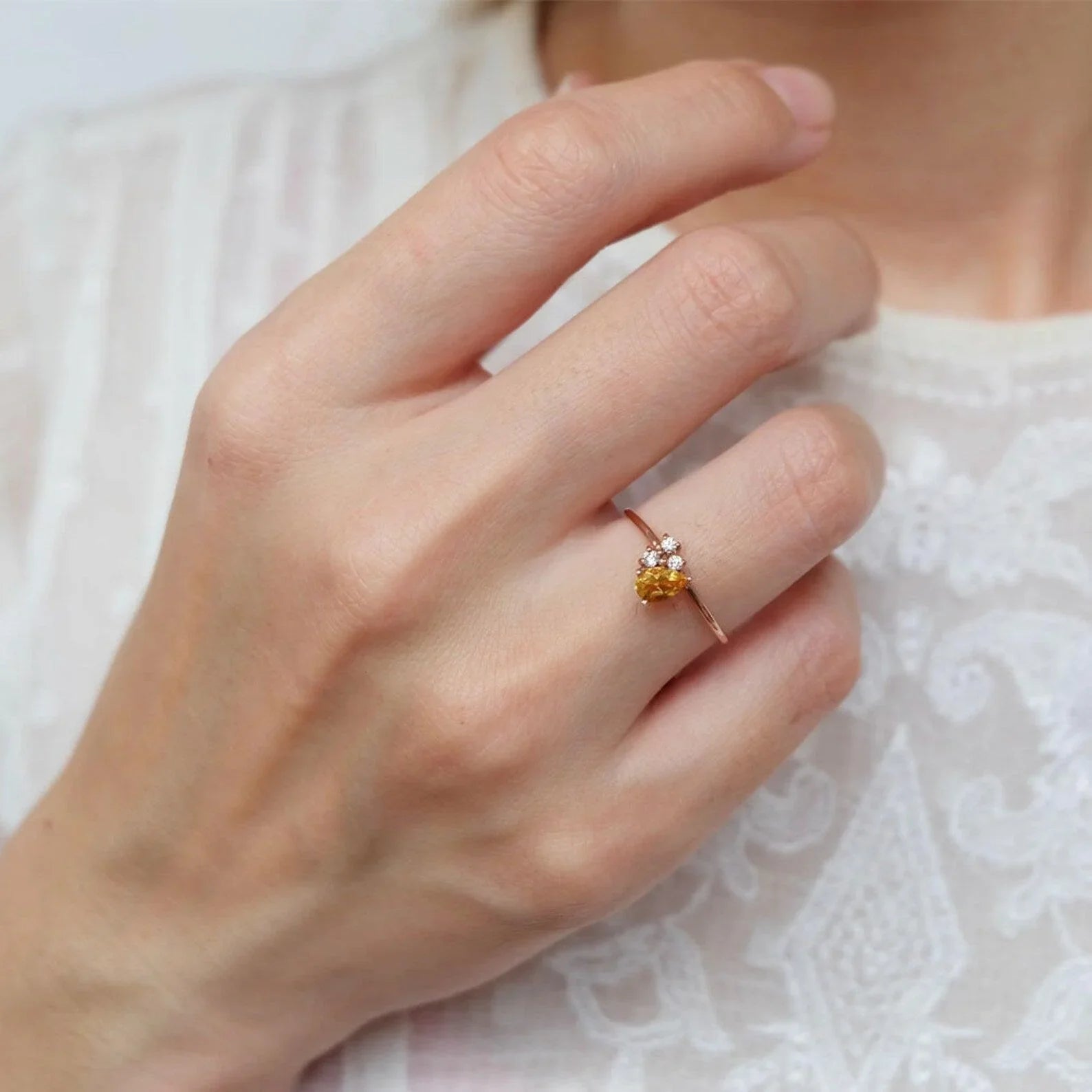 Citrine Diamond Ring Lin - SOVATS