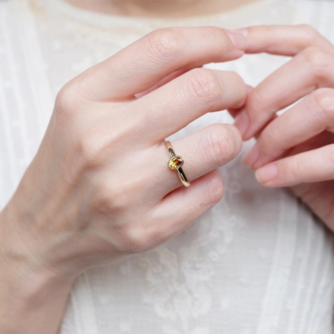 Citrine Solitaire Ring Tertu - SOVATS