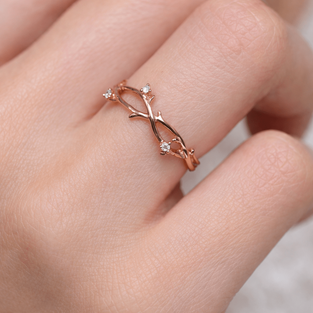 Diamond Leaf Gold Ring Sage - SOVATS