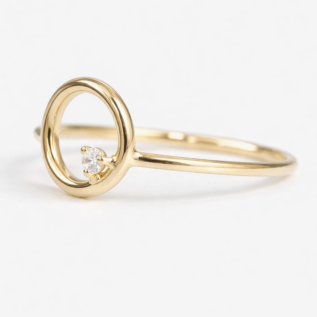 Diamond Open Circle Gold Ring Silus - SOVATS