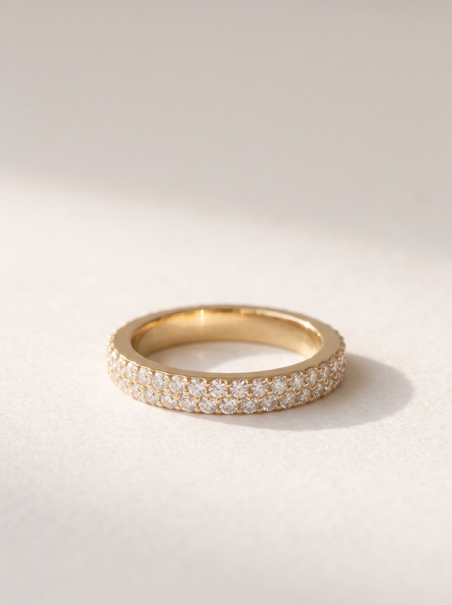 Double Row Pavé Lab Diamond Eternity Band in 14K Gold - SOVATS