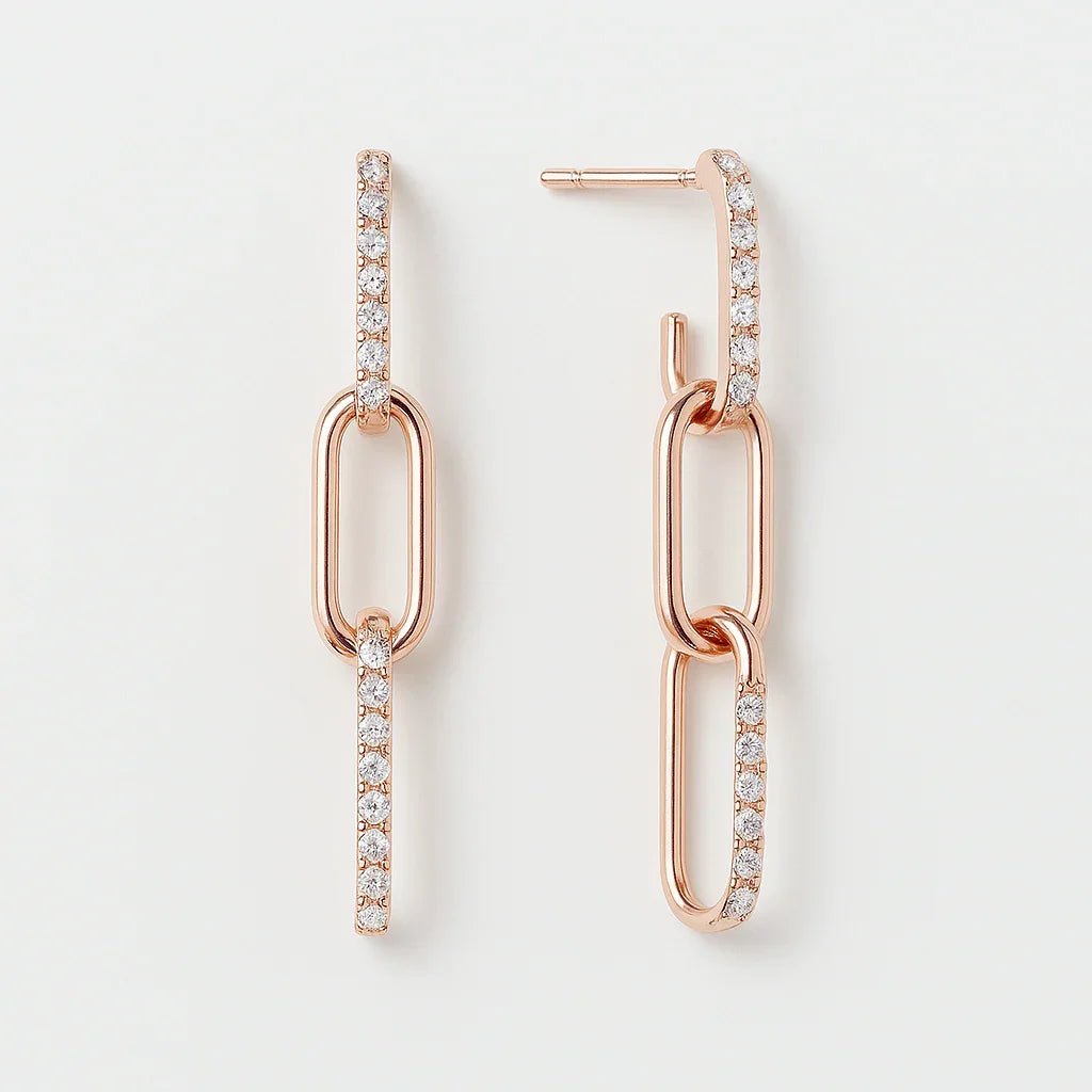 Drop Link Diamond Earrings Dipa - SOVATS