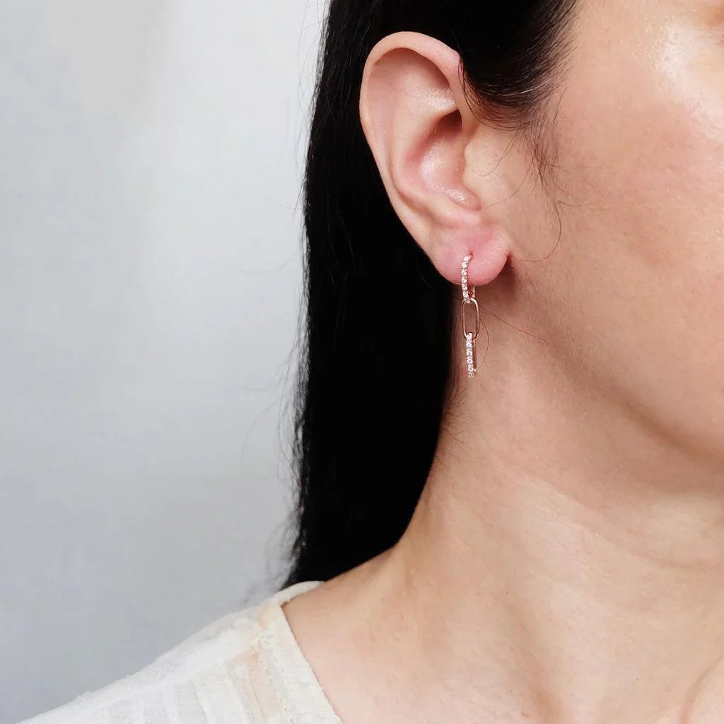 Drop Link Diamond Earrings Dipa - SOVATS