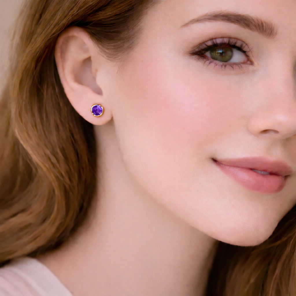 Amethyst Gold Earrings Amayeta