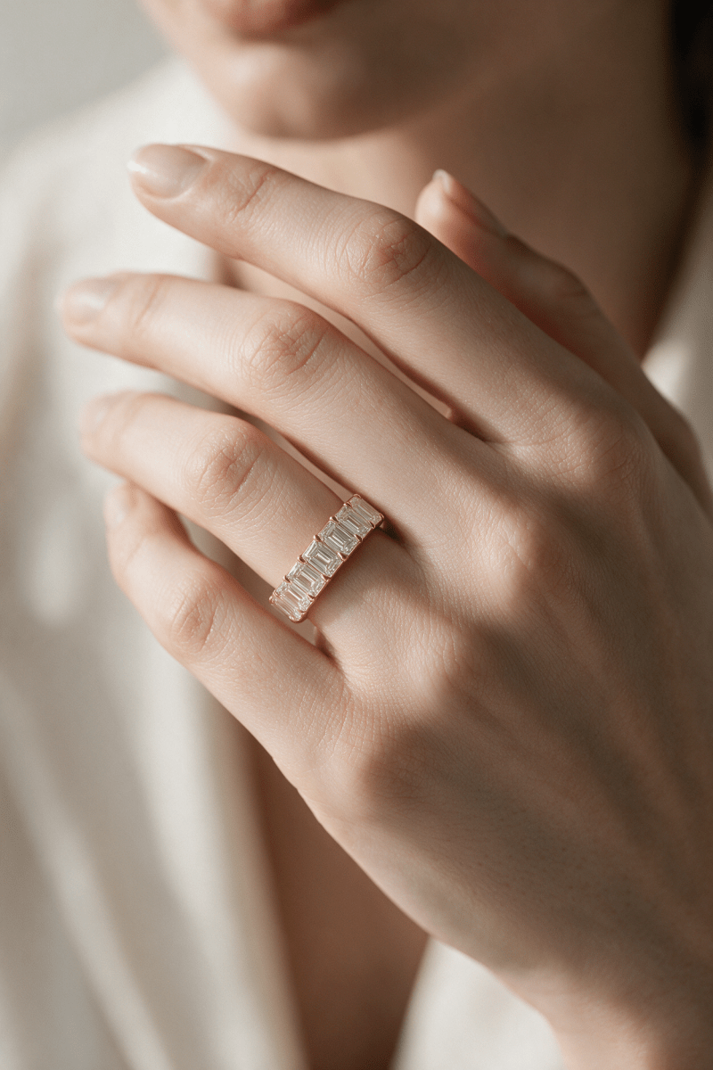 Emerald Cut Lab Diamond Eternity Band - SOVATS