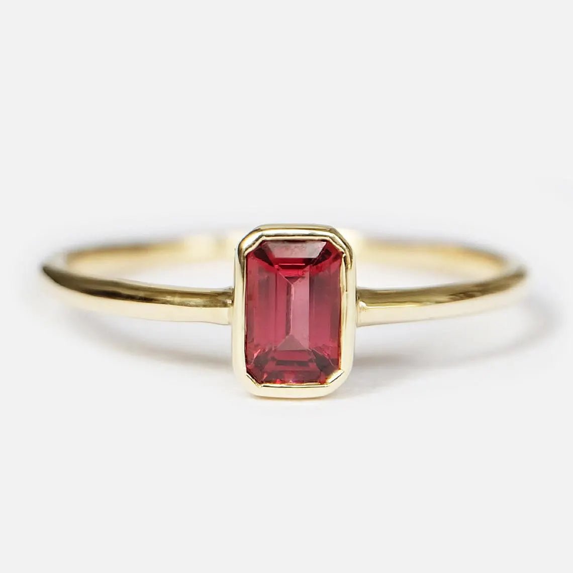 Emerald Cut Rhodolite Ring Yanira - SOVATS