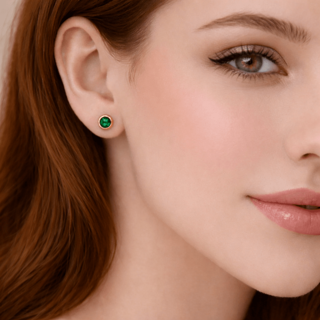 Emerald Gold Earrings Carina - SOVATS