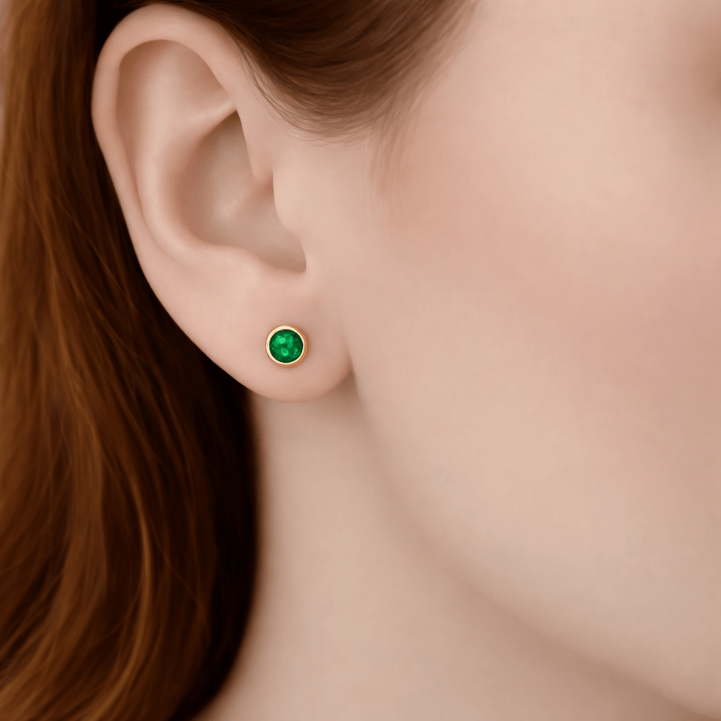 Emerald Gold Earrings Carina - SOVATS