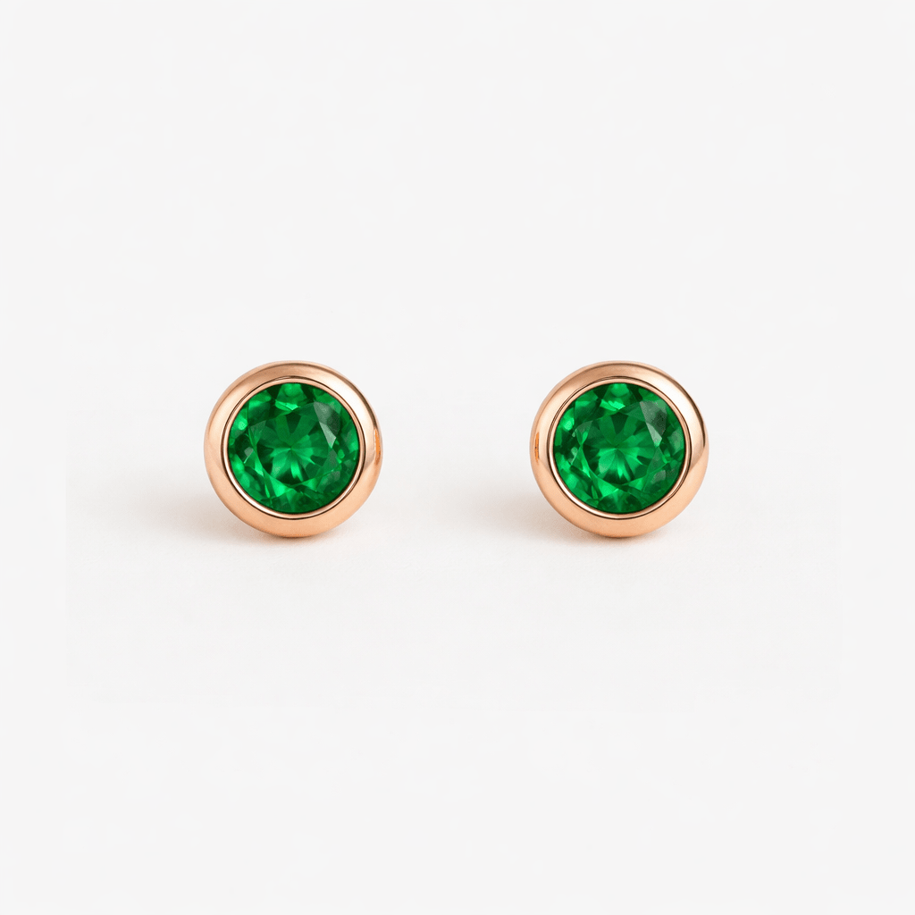 Emerald Gold Earrings Edda - SOVATS