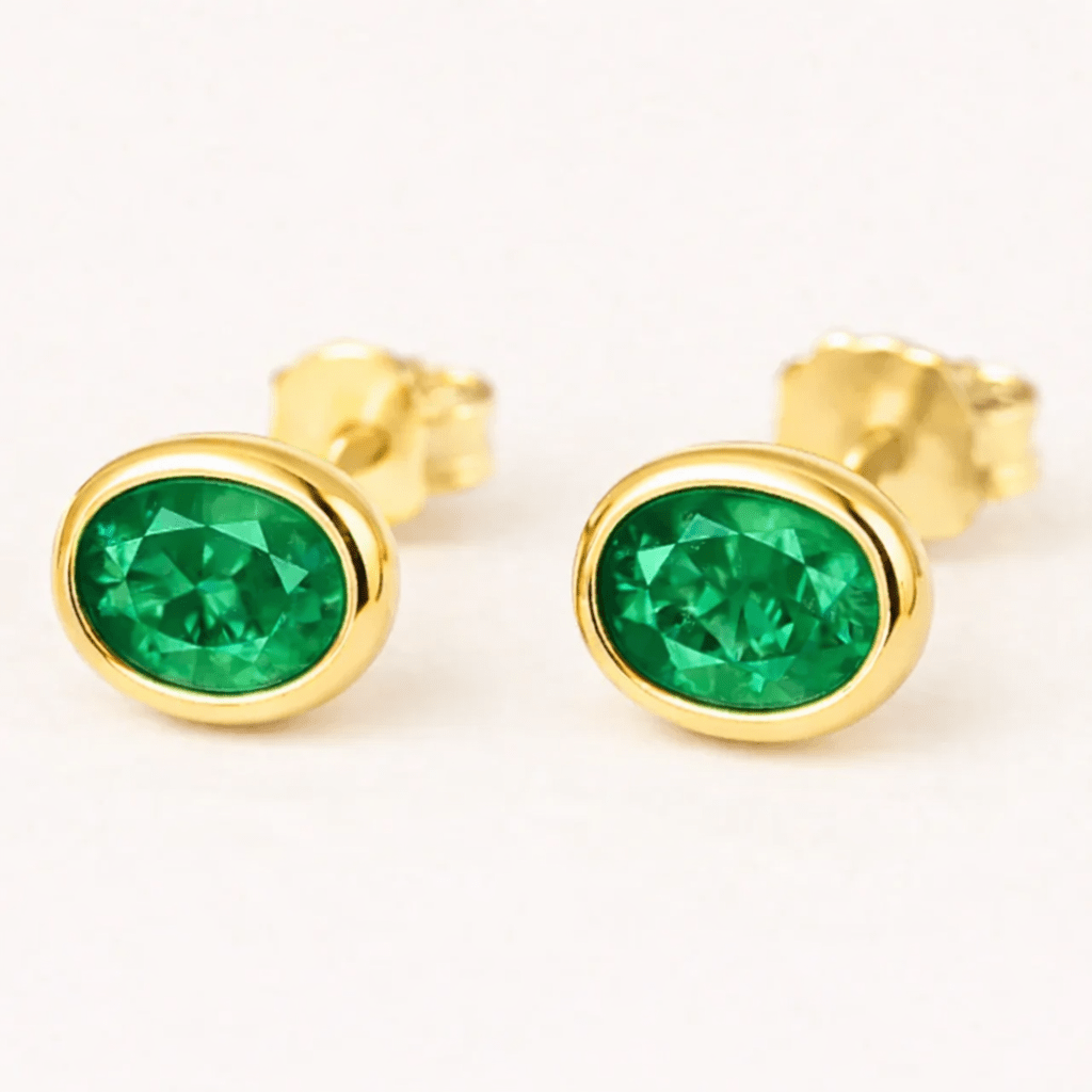 Emerald Gold Earrings Nina - SOVATS