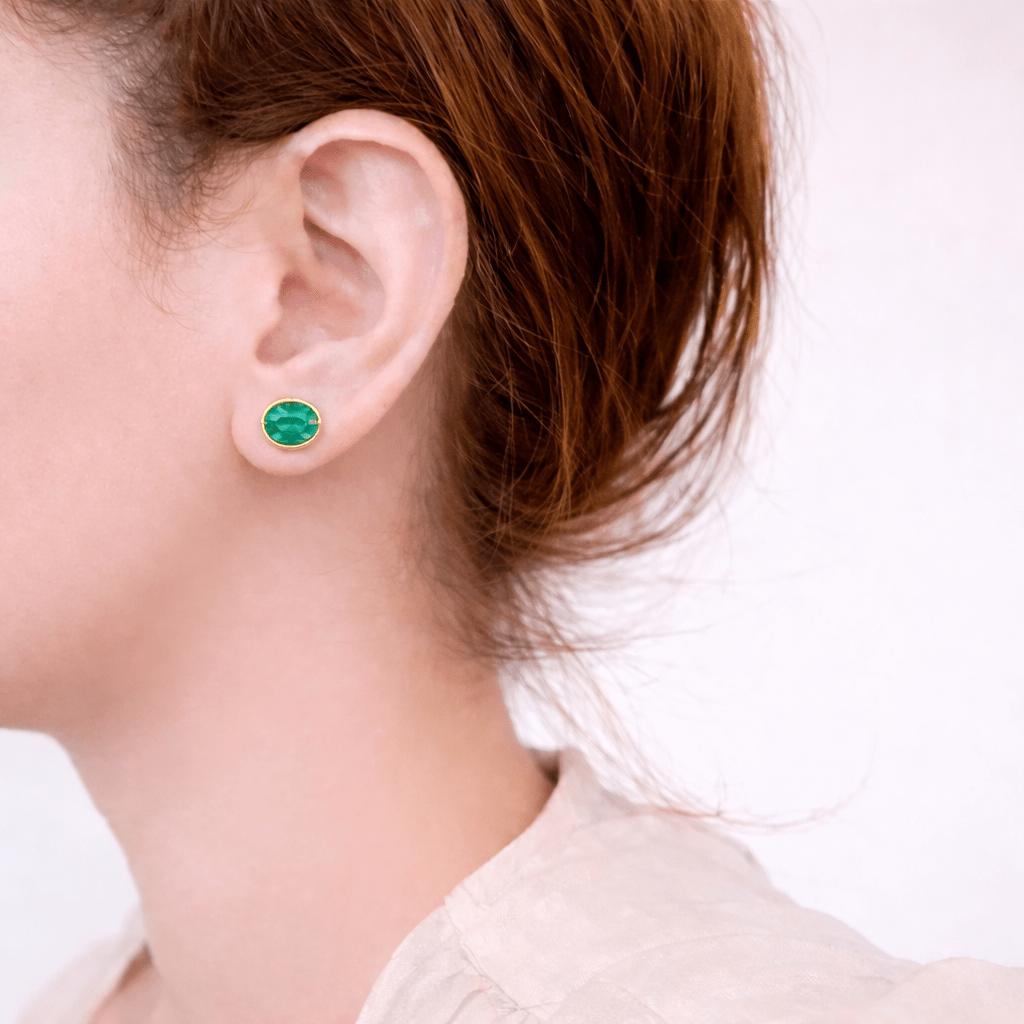 Emerald Gold Earrings Nina - SOVATS