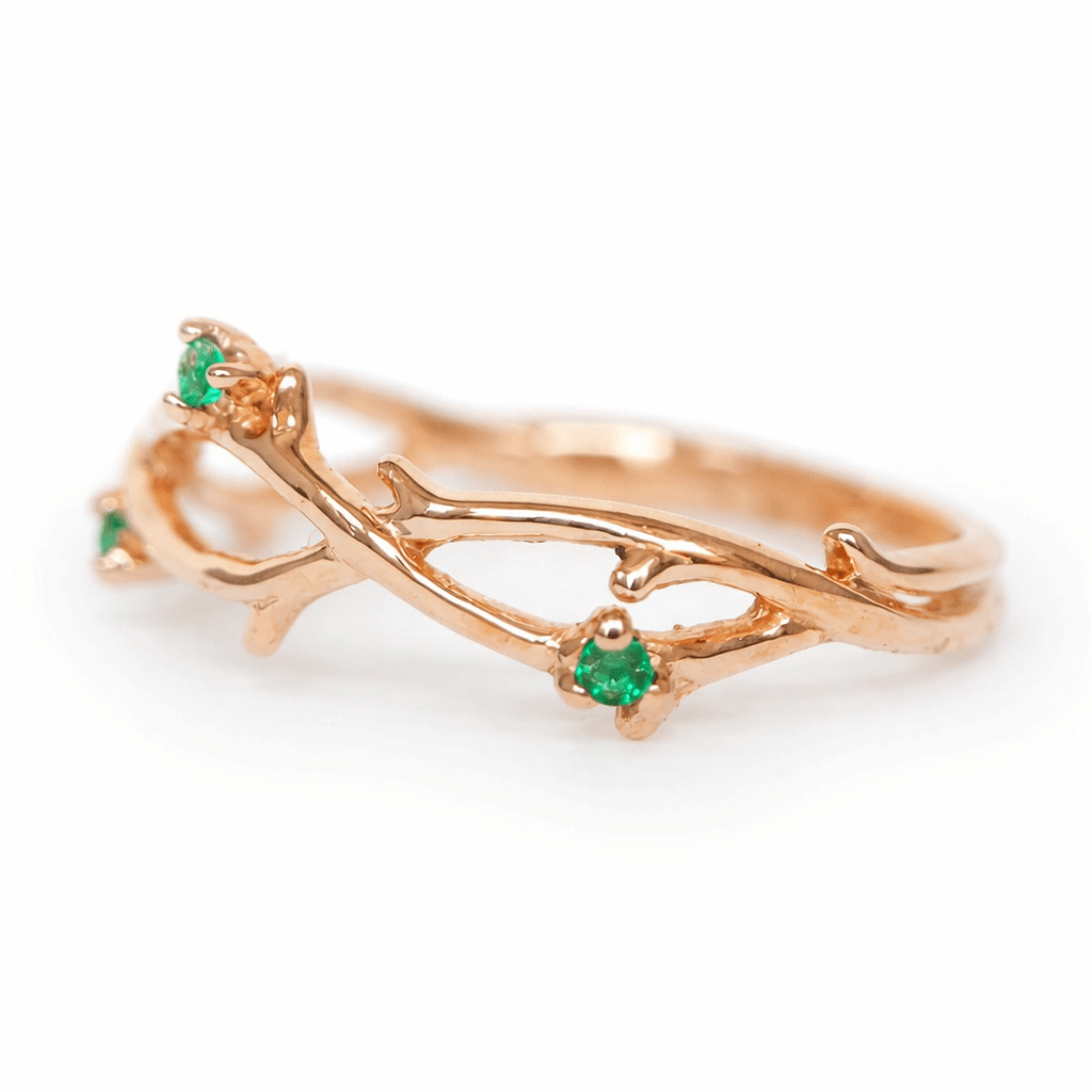 Emerald Leaf Gold Ring Sage - SOVATS