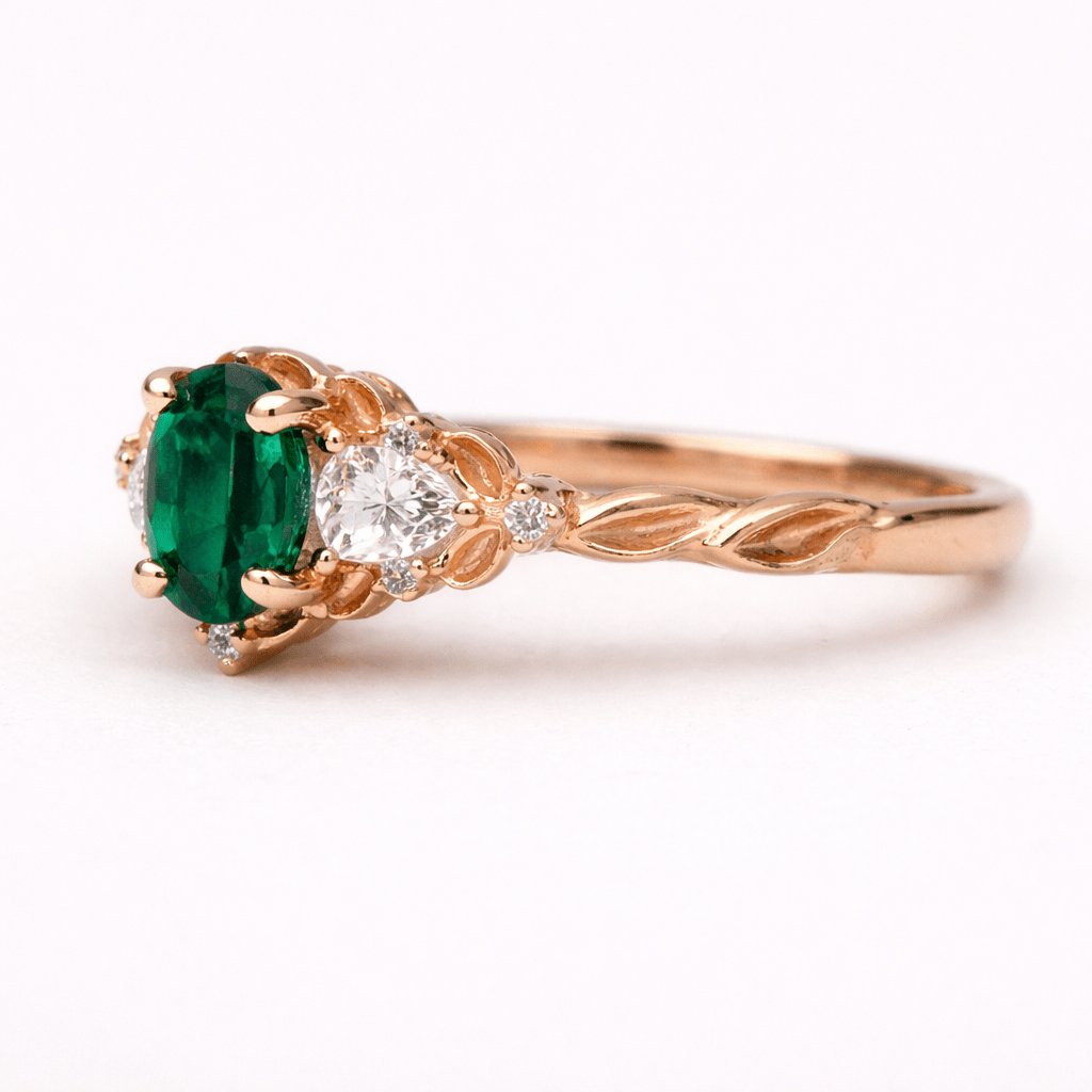Emerald Moissanite Diamond Engagement Gold Ring Kiran - SOVATS