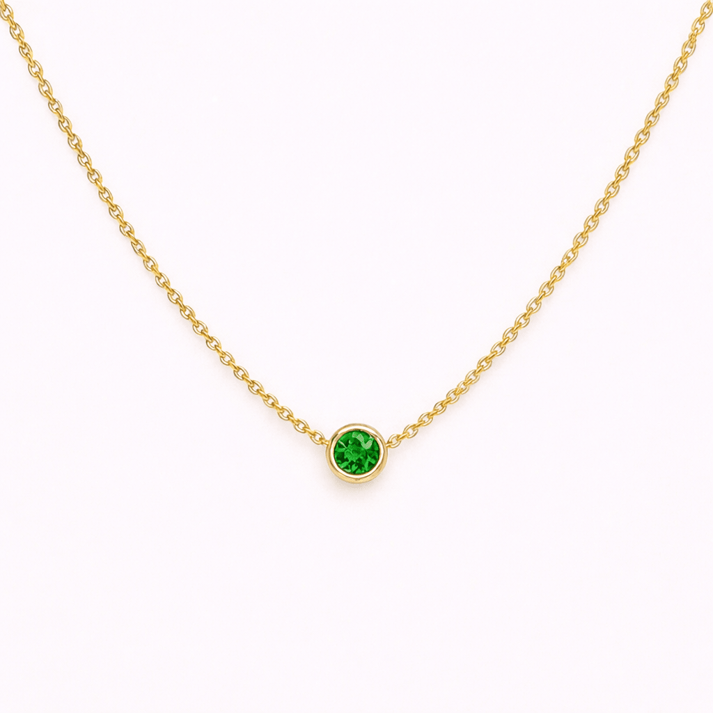 Emerald Solitaire Gold Necklace Eldora - SOVATS