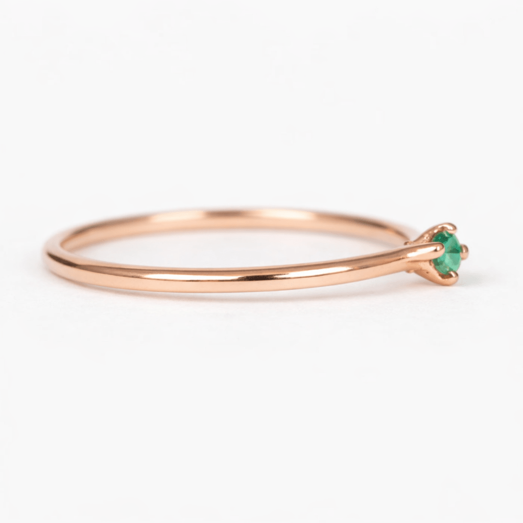 Emerald Solitaire Gold Ring Eva - SOVATS