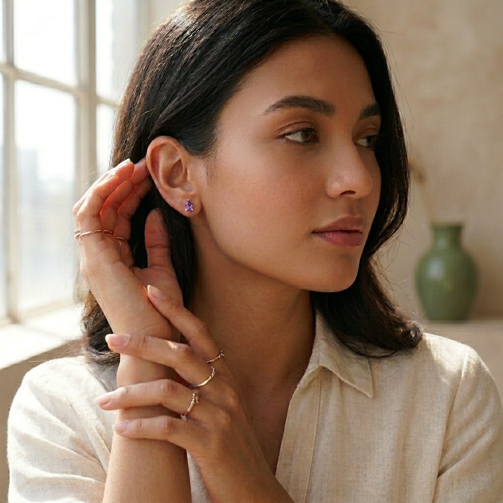 February's Birthstone Earrings Addie - SOVATS