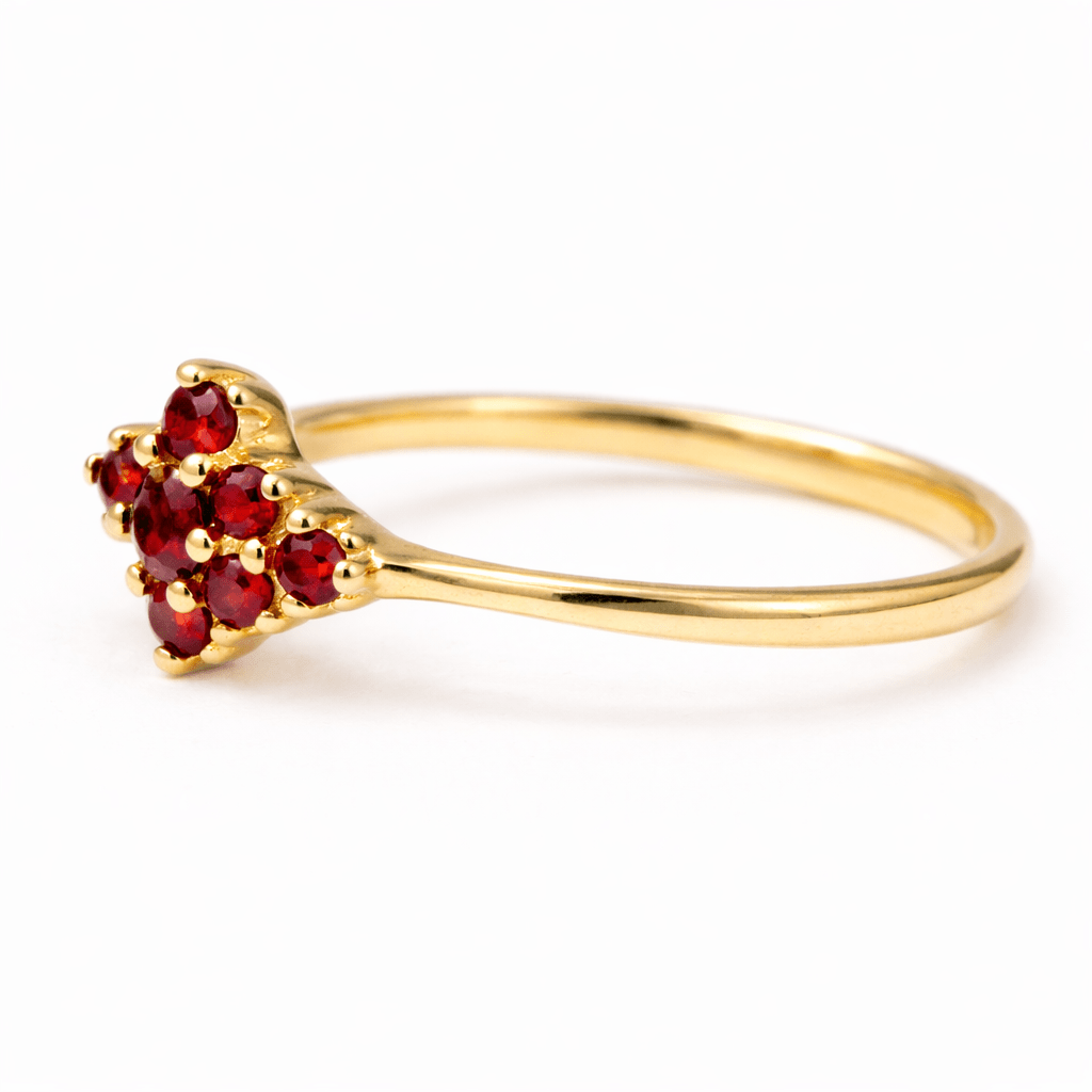 Garnet Cluster Gold Ring Eva - SOVATS