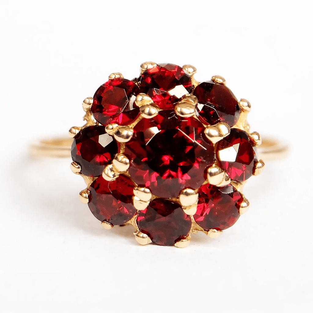Garnet Cluster Gold Ring Greta - SOVATS