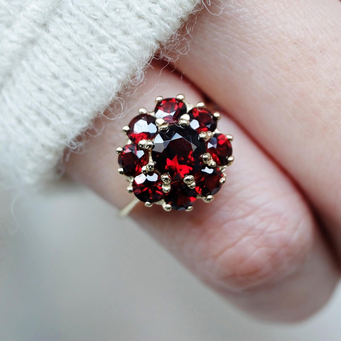 Garnet Cluster Ring Greta - SOVATS